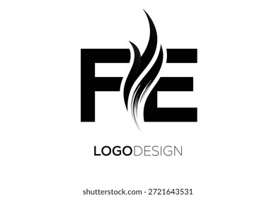 FE Letter Monogram Logo with Artistic Brush Stroke for Modern Brand Identity