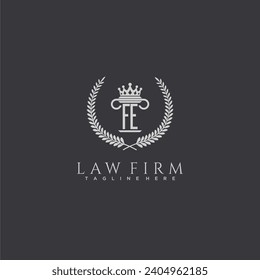 FE letter monogram logo for lawfirm with pillar  crown image design