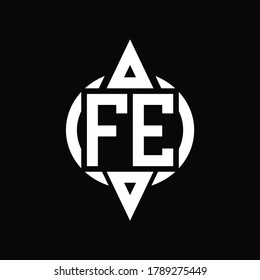 FE Logo with circle rounded combine triangle top and bottom side design template