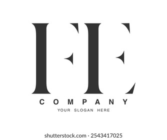 FE logo design. Initial letter f and e serif font style. Creative classic company name typography. Trendy logotype or identity. Vector illustration.