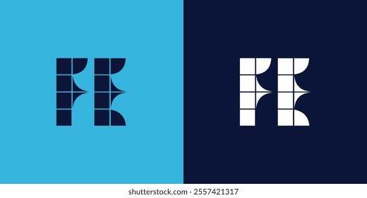 FE logo design with tile shape. Minimalist and modern vector illustration design suitable for business or brand