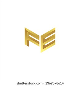 FE Logo letter initial 3d designs templete with gold colors
