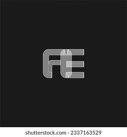FE logo minimalist identity design majesty icon vector template color white striped lettering black background