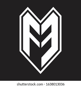 FE Logo monogram with emblem line style isolated on black background