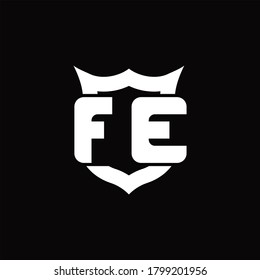 FE Logo monogram with shield around crown shape design template