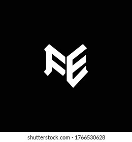 fe logo monogram with shield shape design template
