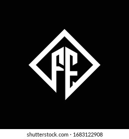 FE logo monogram with square rotate style design template