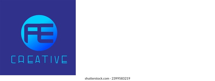 FE logo Round alphabet identity colorful font icon vector template