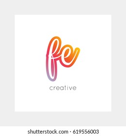 FE logo, vector. Useful as branding, app icon, alphabet combination, clip-art.