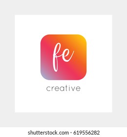 FE logo, vector. Useful as branding, app icon, alphabet combination, clip-art.