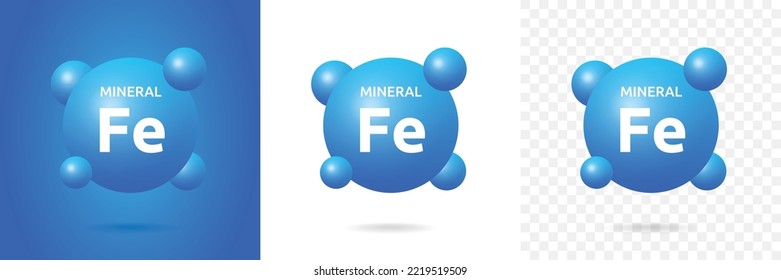 Fe mineral icon for ferrum. Iron symbol atomic vector illustration.