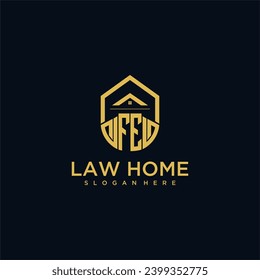 FE monogram initial logo for lawhome with shape home design