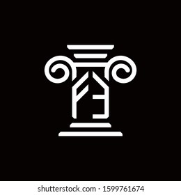 FE monogram logo with pillar style design template