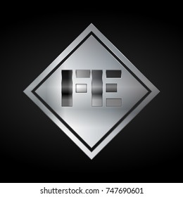 FE Monogram, Silver Logo, Metal Logo, Luxury, Elegant, Abstract, square