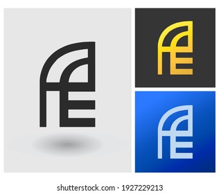 FE or PE initial based Logo Design in Gradients Colors. Creative Modern timber door shape with Letters Vector Icon Logo idea Illustration.