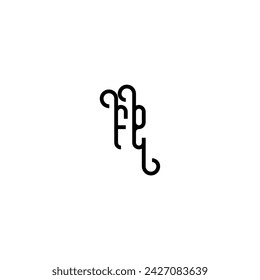 FE simple curved concept initial logo design black and white background