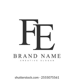 FE trendy logotype template. Initial letter f and e classic font style. Creative logo for company name or identity. Vector illustration.