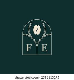 FE Unique and simple logo design combination of letters and coffee bean