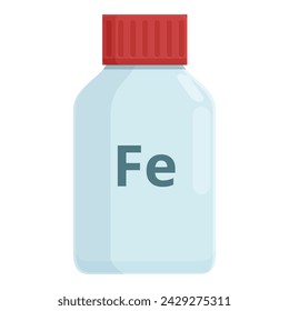 Fe vitamin bottle icon cartoon vector. Capsule fitness. Organic pill