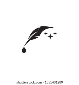 Feahter pen icon logo design inspiration vector template