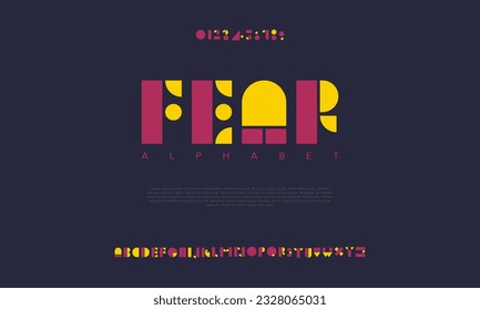 Fear abstract digital technology logo font alphabet. Minimal modern urban fonts for logo, brand etc. Typography typeface uppercase lowercase and number. vector illustration