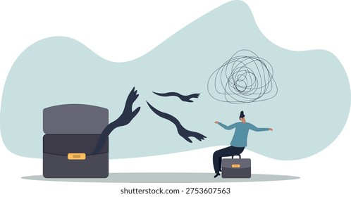 Fear or afraid of failure, struggle or shackle, feeling depressed or disorder, phobia, anxiety or stressed burnout or negative thinking.human life and situation.