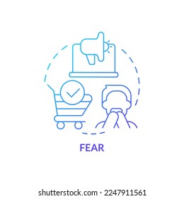 Fear blue gradient concept icon. Using emotional trigger in marketing abstract idea thin line illustration. Stimulate brand attachment. Isolated outline drawing. Myriad Pro-Bold font used