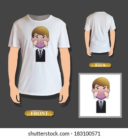 Fear businessman printed on white shirt. Vector design 