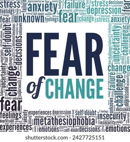 Fear of Change word cloud conceptual design isolated on white background.