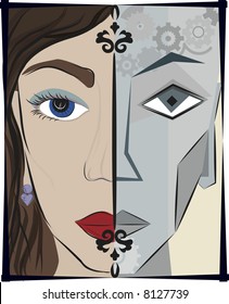 Fear and Control conceptual illustration. No gradients.