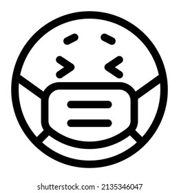 Angst vor dem Coronavirus Emoji beim Tragen der Maske