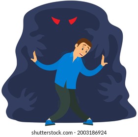 Fear Darkness Concept Man Scared Spooky Stock Vector (Royalty Free ...