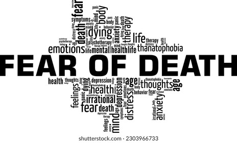 Fear of Death word cloud conceptual design isolated on white background.