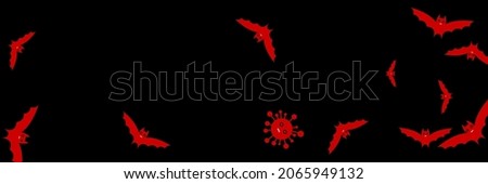 Fear Dracula Spooky Party Funny Halloween Design. Horror Gothic Mysterious Creepy Faces Backdrop. Cartoon Covid Black Virus Epidemic Background. Bloody Vampire Corona Vaccination Scary Bats.