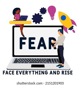 FEAR - Face Everything And Rise acronym. business concept background.  vector illustration concept with keywords and icons. lettering illustration with icons for web banner, flyer, landing pag