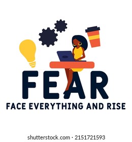 FEAR - Face Everything And Rise acronym. business concept background.  vector illustration concept with keywords and icons. lettering illustration with icons for web banner, flyer, landing pag