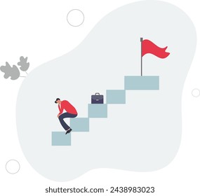 Fear of failure, anxiety or stressed, negative emotion in career development, afraid of progress forward or middle life crisis concept