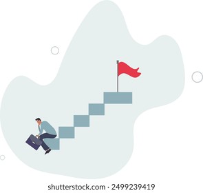Fear of failure, anxiety or stressed, negative emotion in career development,flat design.illustration with people.