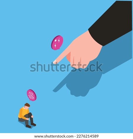 Fear of failure, loser afraid of business mistake, anxiety or stressed from work pressure 3d isometric vector illustration concept for banner, website, landing page, ads, flyer template