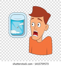 Fear of flying icon. Cartoon illustration of fear of flying vector icon for web design