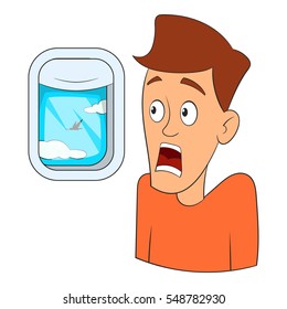 Fear of flying icon. Cartoon illustration of fear of flying vector icon for web design