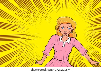 Fear girl. Pop art illustration vector