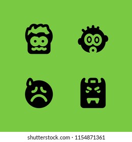 fear icon. 4 fear set with shocked, vampire, sad and scared vector icons for web and mobile app