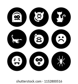 fear icon. 9 fear set with scared, horror, evil and spider vector icons for web and mobile app