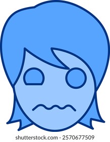 Fear Icon - Lineal Blue Style - Social Anxiety Theme