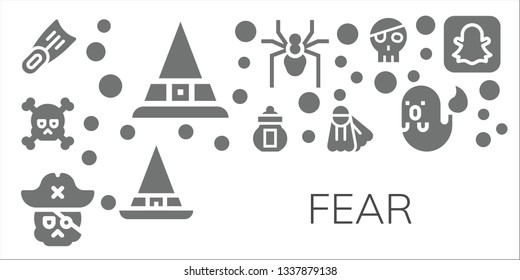 fear icon set. 11 filled fear icons.  Collection Of - Fins, Witch, Skull, Ossuary, Spider, Ghost, Snapchat