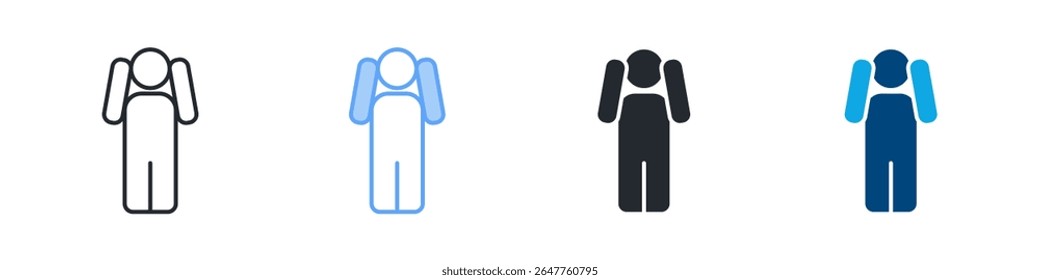 Fear Icon Set Multiple Style. Designed In Outline, Blue, Glyph, Dual Tone