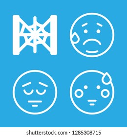 fear icons set with embarrassed, cobweb and sad vector set