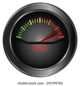 Fear level conceptual meter indicating maximum, vector