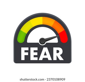 Fear Level Meter, measuring scale. Fear Level speedometer indicator. Vector stock illustration